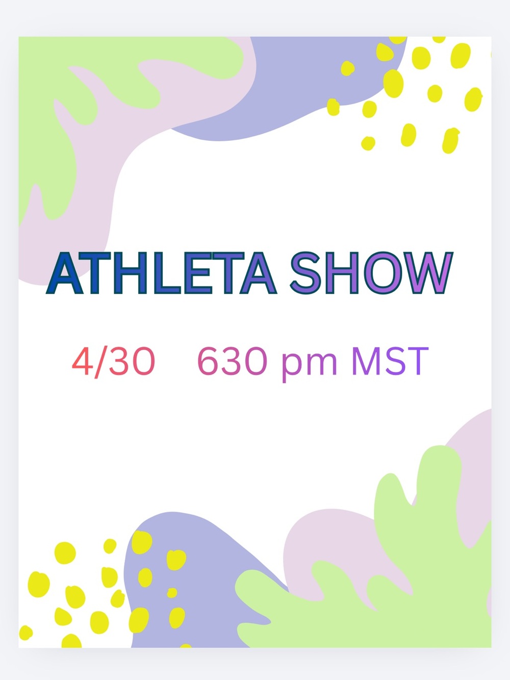 Athleta show.  Pre loved and NWT